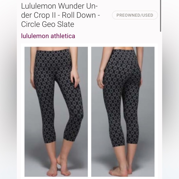 Lululemon Wunder Under crop II- Roll down- Circle Geo Slate. - Picture 1 of 7